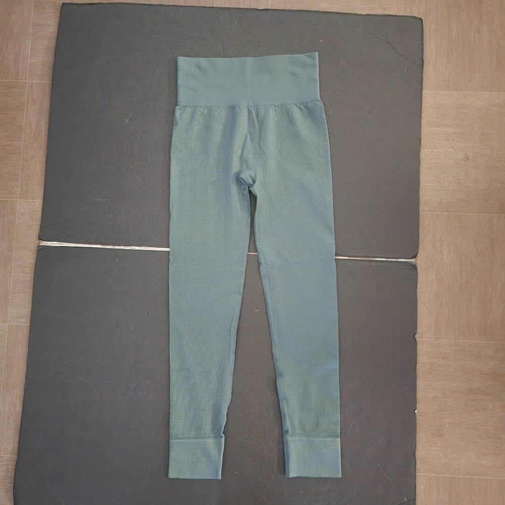 Madewell MWL Teal Green Seamless Ribbed Leggings NF342 Size XXS-XS NWT